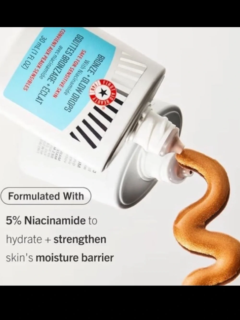 First Aid Beauty Bronze Glow Drops with Aqua Label and Bronze Serum